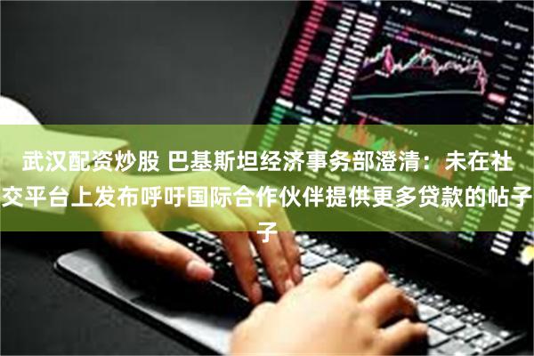 武汉配资炒股 巴基斯坦经济事务部澄清：未在社交平台上发布呼吁国际合作伙伴提供更多贷款的帖子