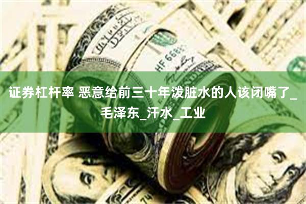 证券杠杆率 恶意给前三十年泼脏水的人该闭嘴了_毛泽东_汗水_工业